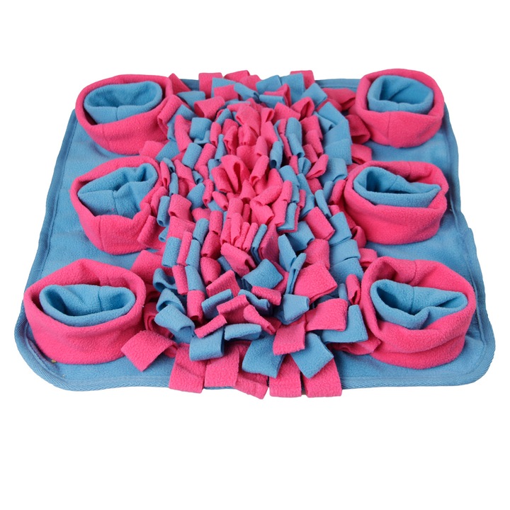 Covoras hranire lenta caini si pisici Grunluft HappyPET DT-DKYT-04, prevenirea Indigestiei, pentru mancare, albastru/roz