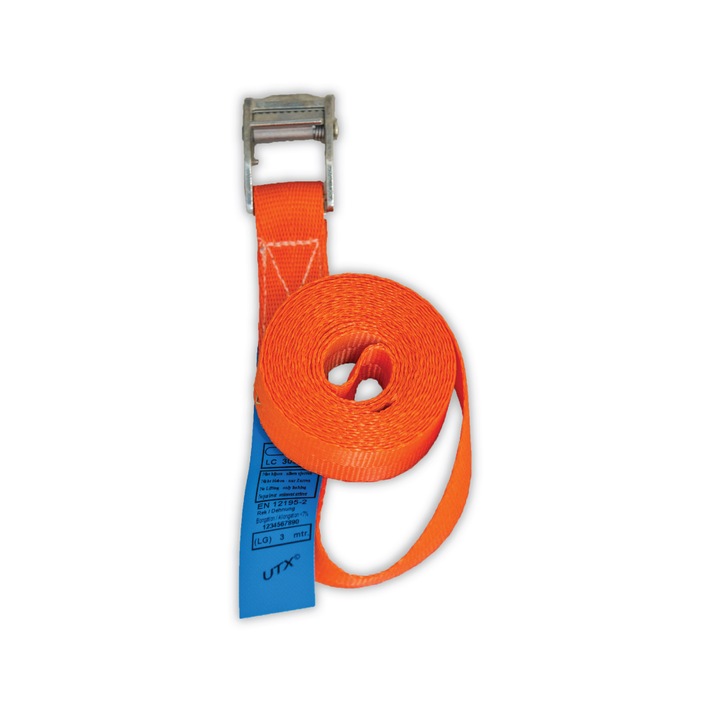 Chinga de ancorare circulara, cu clichet, 300kg, 25mm x 12m