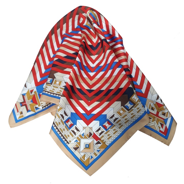 Noi sal, tobbfele nyomat/csikos, 70x70, Piros/Bézs, 70 x 70/70 x 70