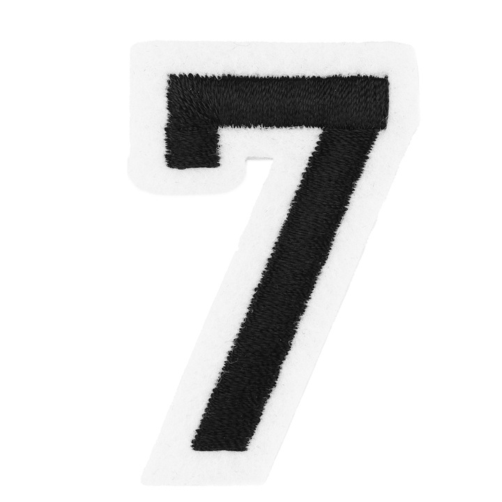 Petic Textil, Little Angel, Cifra 7, Alb/Negru, 3.2 cm x 5 cm