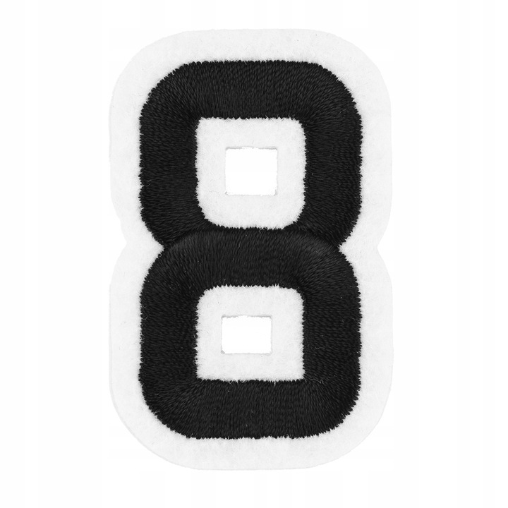 Petic Textil, Little Angel, Cifra 8, Alb/Negru, 3.2 cm x 5 cm