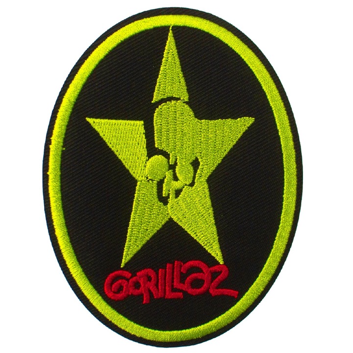 Petic Textil, Little Angel, Gorillaz, Star, logo, Verde, 7.7 cm x 10.4 cm