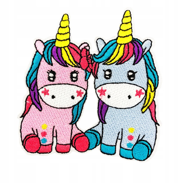 Petic Textil, Little Angel, Doua unicorns, Multicolor, 7 cm x 7.3 cm