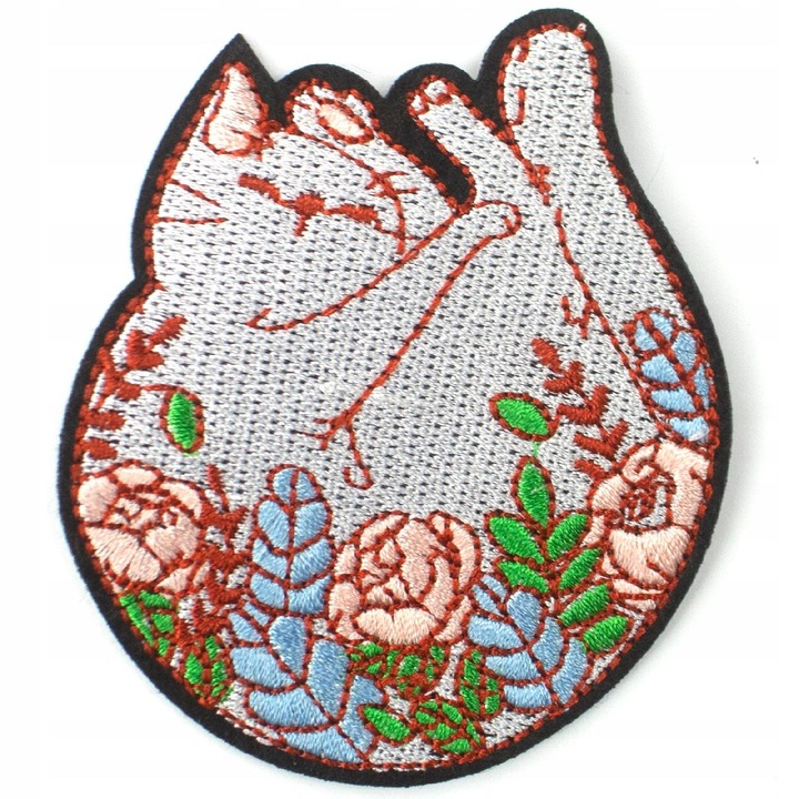 Petic Textil, Little Angel, pisoi cu flori, Multicolor, 6.5 cm x 7.5 cm