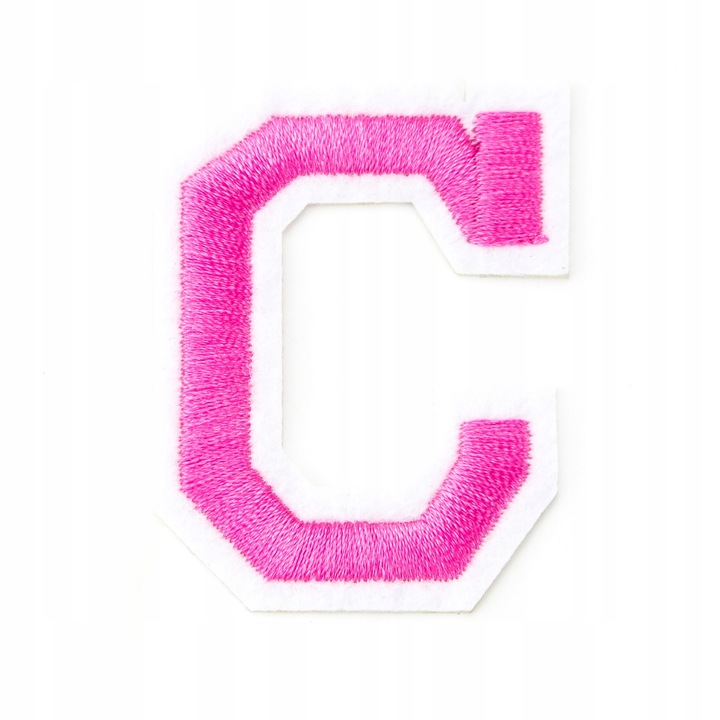 Petic Textil, Little Angel, Scrisoare C, Alb/Roz, 3.7 cm x 5 cm