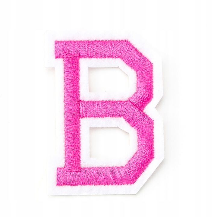Petic Textil, Little Angel, Scrisoare B, Alb/Roz, 3.7 cm x 5 cm