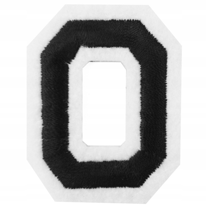 Petic Textil, Little Angel, Scrisoare O, Alb/Negru, 3.8 cm x 5 cm