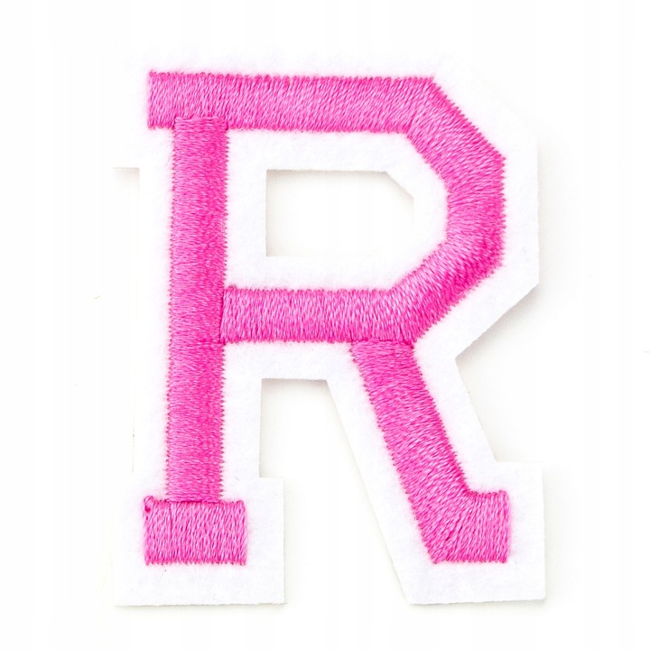 Petic Textil, Little Angel, Scrisoare R, Alb/Roz, 3.7 cm x 5 cm