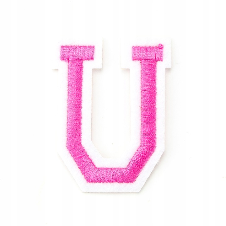 Petic Textil, Little Angel, Scrisoare U, Alb/Roz, 3.7 cm x 5 cm