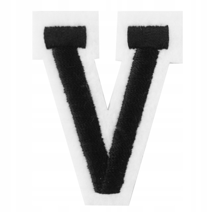 Petic Textil, Little Angel, Scrisoare V, Alb/Negru, 4 cm x 5 cm