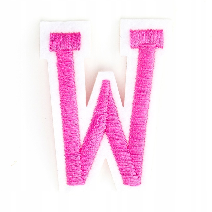 Petic Textil, Little Angel, Scrisoare W, Alb/Roz, 3.7 cm x 5 cm