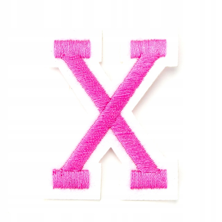 Petic Textil, Little Angel, Scrisoare X, Alb/Roz, 3.7 cm x 5 cm