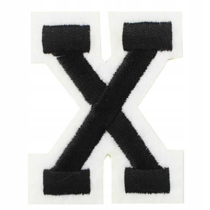 Petic Textil, Little Angel, Scrisoare X, Alb/Negru, 3.8 cm x 5 cm