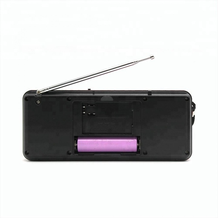 Radio portabil, Bluetooth, USB, SD, afisaj, baterie reincarcabila, negru/rosu