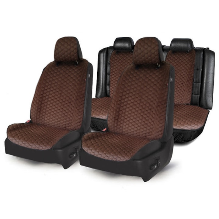 Комплект калъфи за столчета за кола, универсални, HOT AUTO, текстилни, 7 части, кафяви