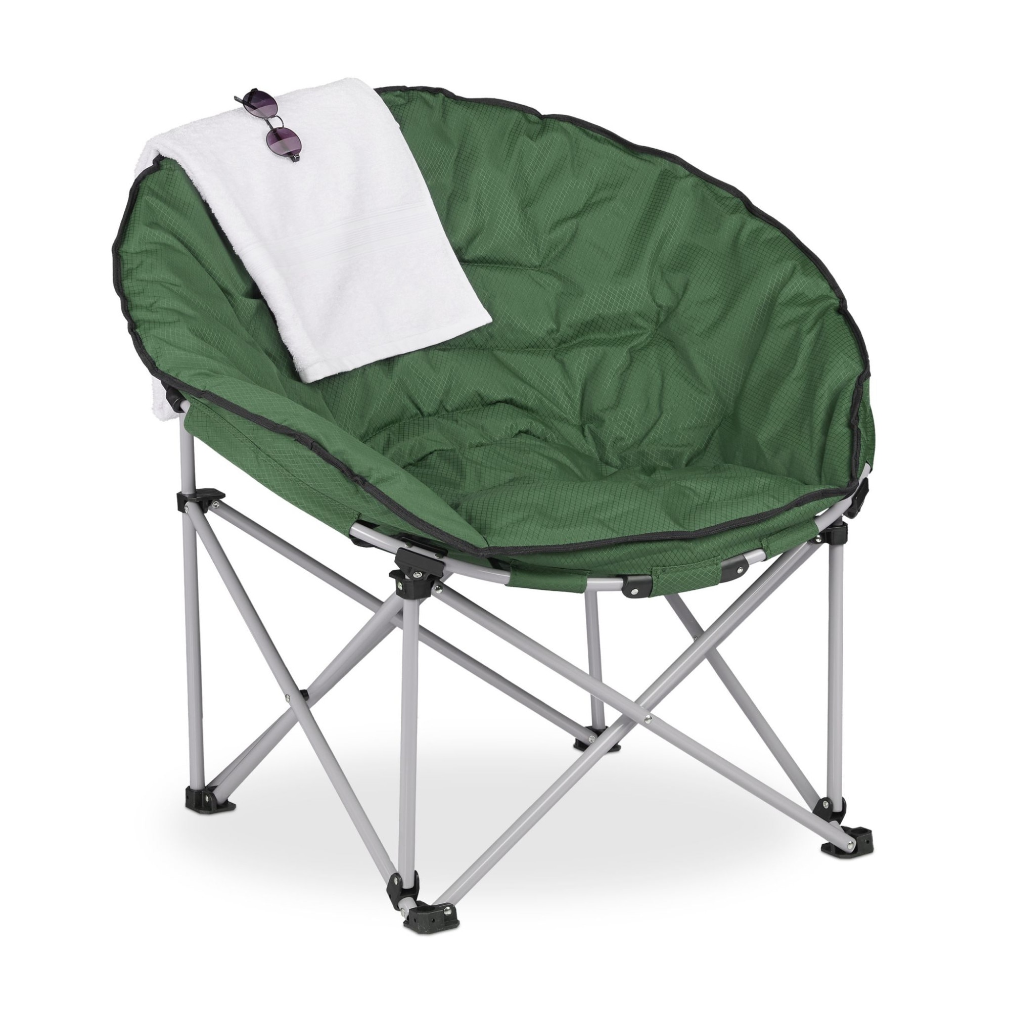 volleyball Refrain delivery Scaun pliabil Moon, XXL, 96x100x74 cm, verde inchis, capacitate 120kg,  Relaxdays - eMAG.ro