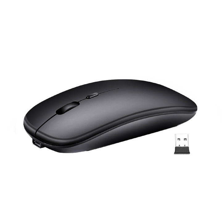Безжична мишка, ZYuuan, двоен режим, зареждане, заглушаване, светене, 2.4G, матово черно