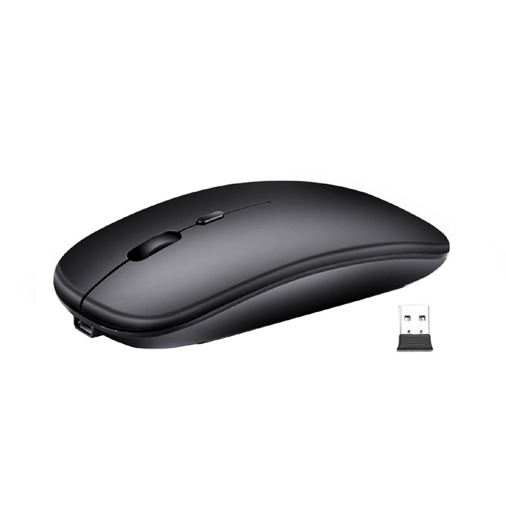 Mouse wireless, ZYuuan, incarcare, mute, glow, 2.4G, negru mat