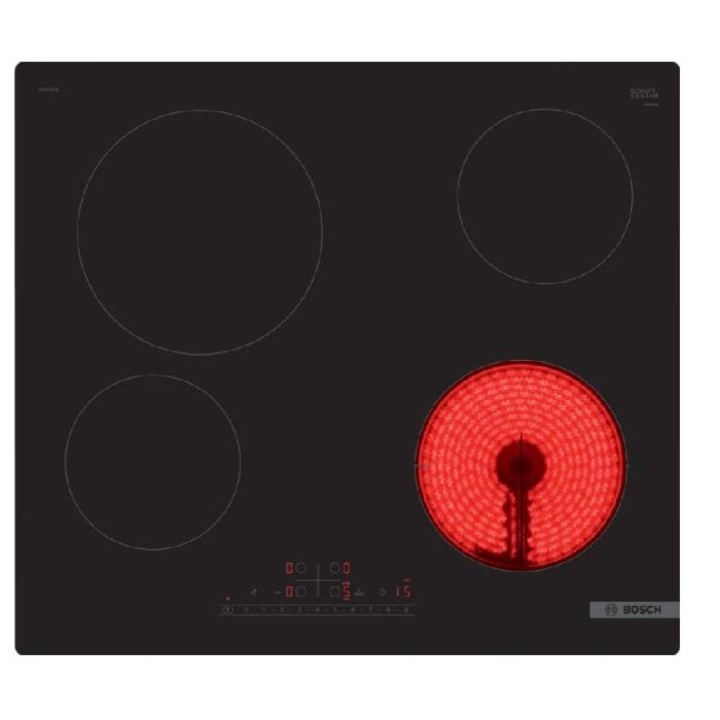 Електрически плот Bosch PKE611FP2E, 4 зони на готвене, Touch control, 6,9kW, Таймер, Черен