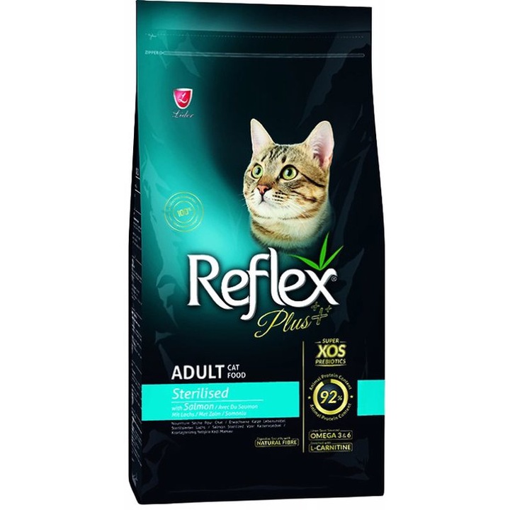 Hrana uscata pisici, Reflex Plus Adult Sterile, cu somon, 8 kg