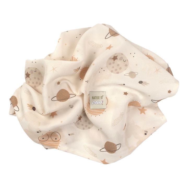 Paturica usoara pentru copii Nature Bamboo by Amy din bambus, Happy Cosmos, 70x70cm