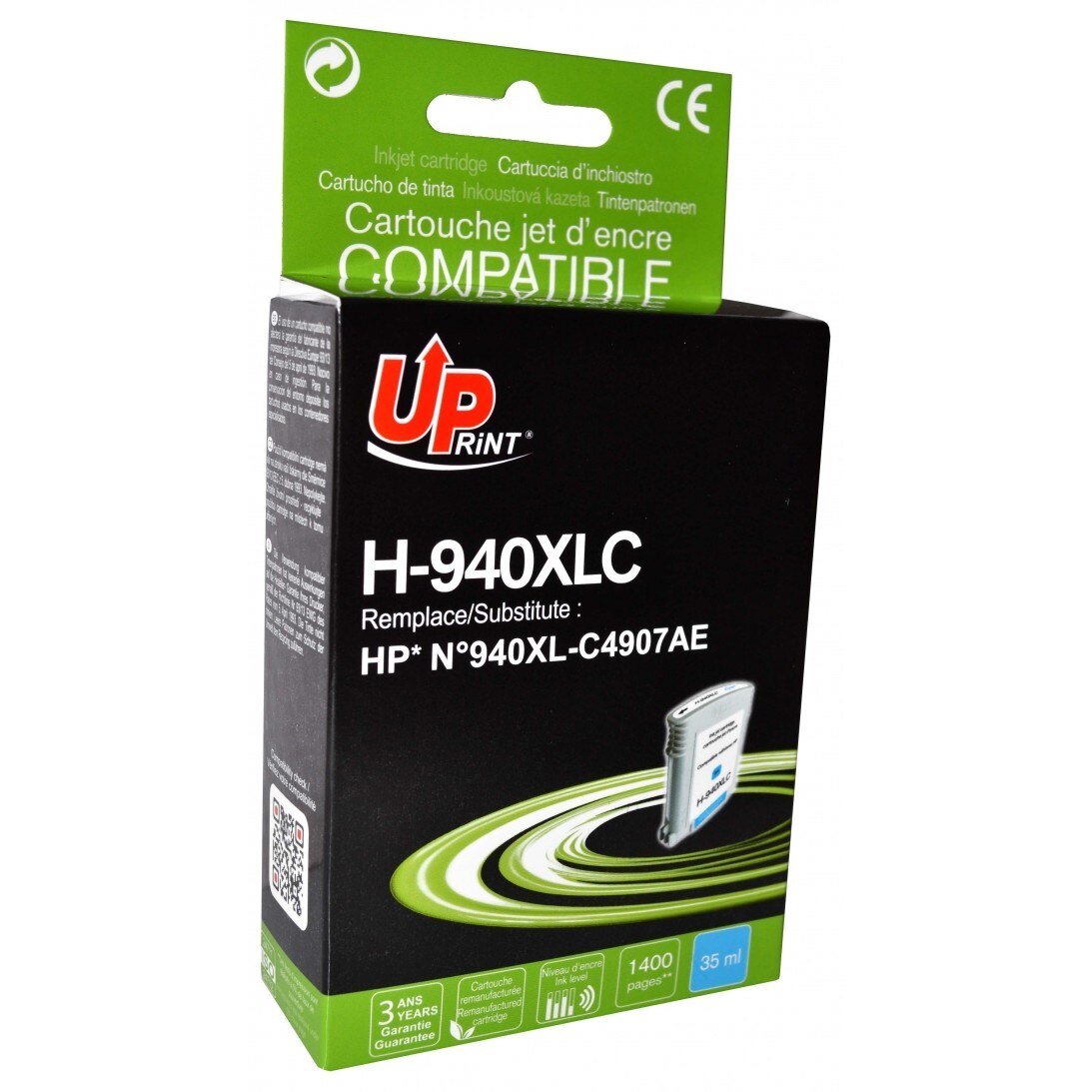 Cartus cerneala UPRINT HJ940XLCUP Cyan, 35 ml, compatibil C4907