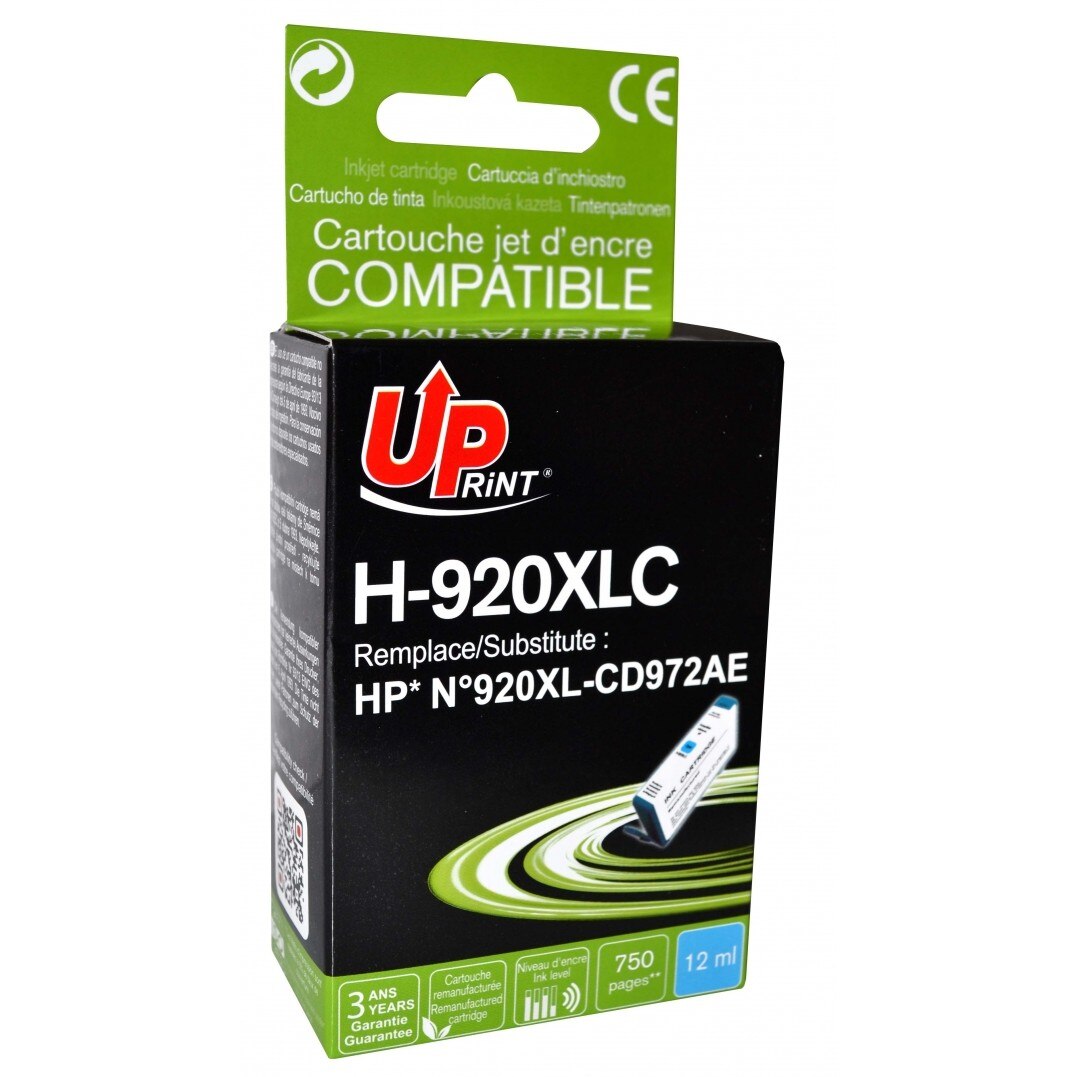Cartus cerneala UPRINT HJ920XLCUP Cyan, 12 ml, compatibil CD972
