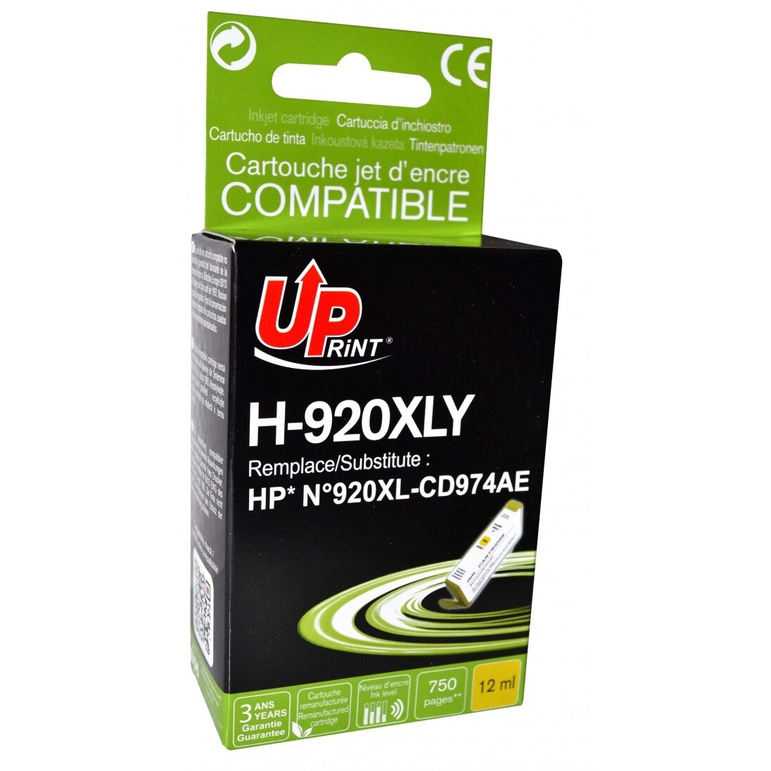 Cartus cerneala UPRINT HJ920XLYUP Galben, 12 ml, compatibil CD974