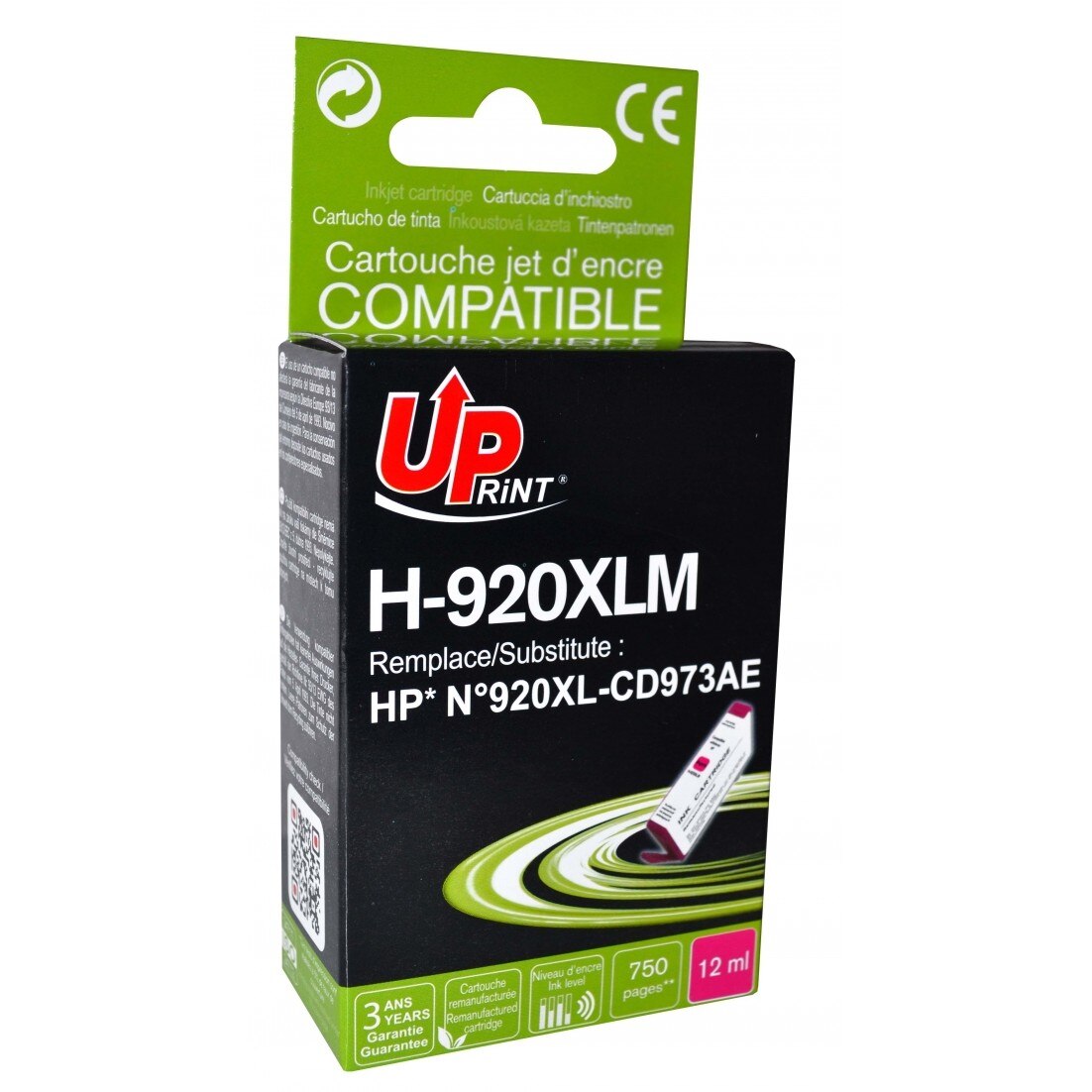 Cartus cerneala UPRINT HJ920XLMUP Magenta, 12 ml, compatibil CD973