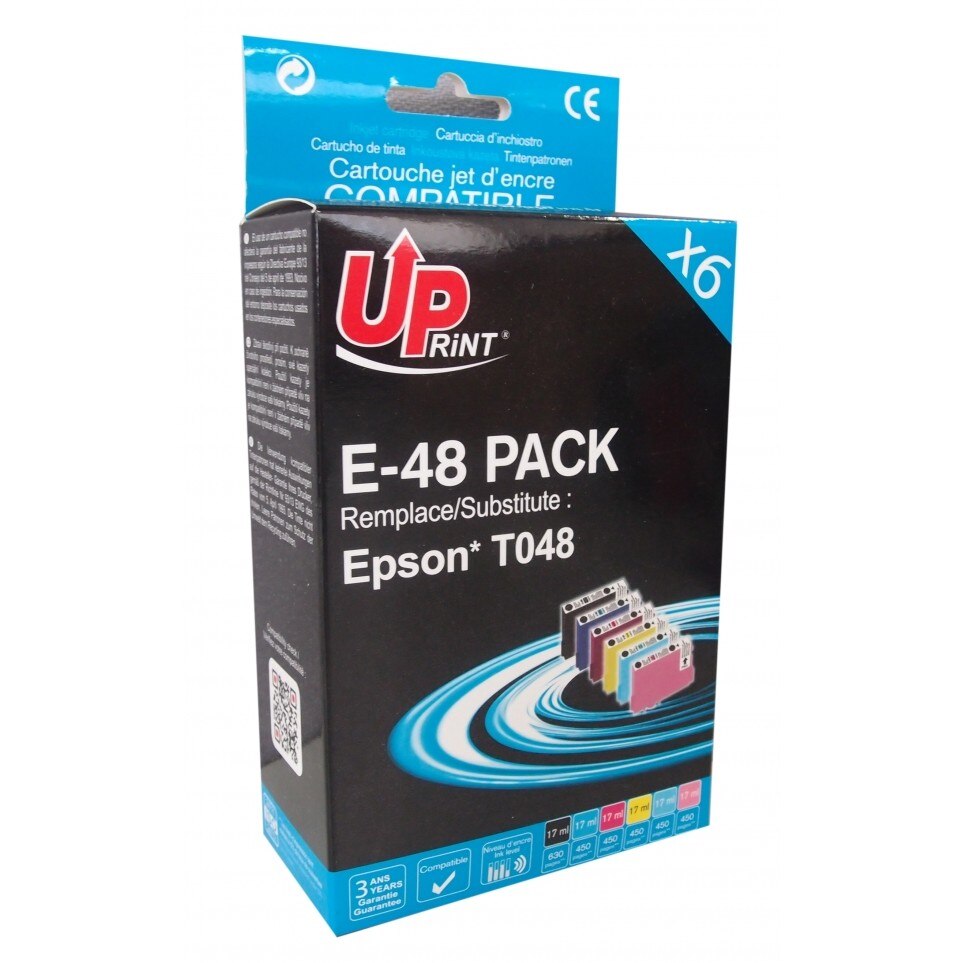 Set cartuse cerneala UPRINT EJ48UPP6 Cyan/Magenta/Galben/Negru/Light Magenta/Light Cyan, 6 x 17 ml, compatibil T048