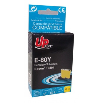 Cartus cerneala UPRINT EJ80YUP Galben, 12 ml, compatibil T0804 Cartus cerneala UPRINT EJ80YUP Galben, 12 ml, compatibil T0804