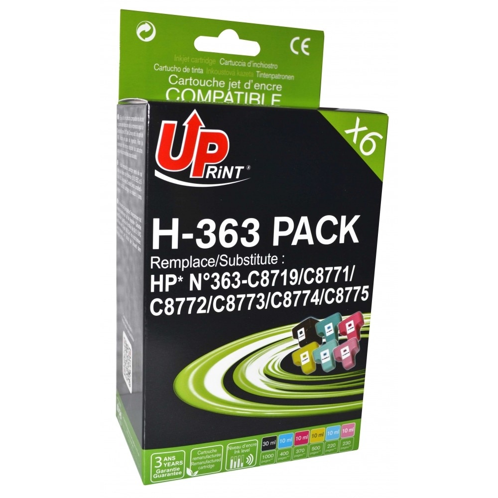 Set cartuse cerneala UPRINT HJ363UPP6 Cyan/Magenta/Galben/Negru/Light Magenta/Light Cyan, 1 x 30 ml si 5 x 10 ml, compatibil C8719E/C8771/2/3