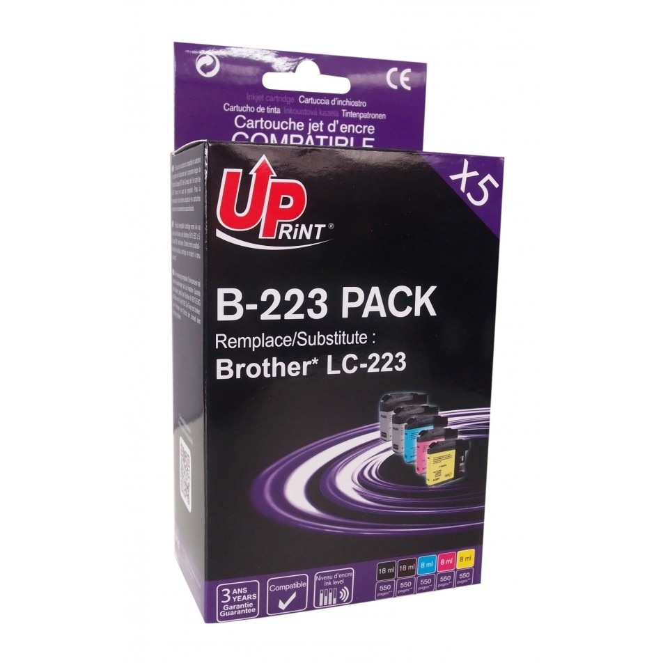Set cartuse cerneala UPRINT BJ223UPP5 Cyan/Magenta/Galben/Negru, 2 x 18 ml si 3 x 8 ml, compatibil LC223