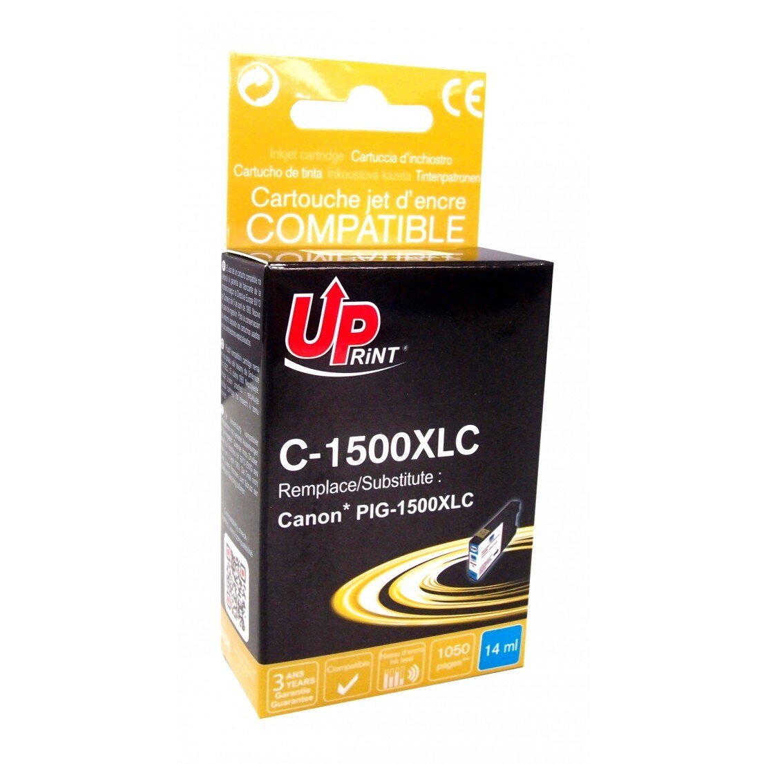 Cartus cerneala UPRINT CJ1500XLCUP Cyan, 14 ml, compatibil PGI1500XL-C