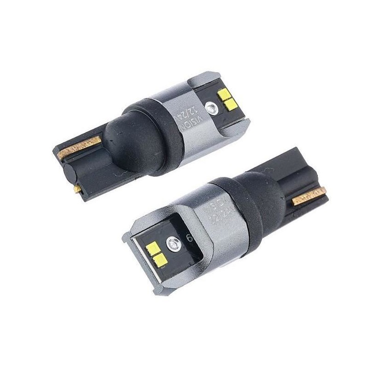 Set becuri T10, LED, 4 SMD 1616, 12-24V W5W, alb, Canbus, VISION 58268