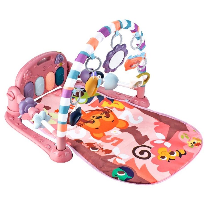 Centru de activitati cu pian si zornaitori 76 x 60 x 46 cm Roz