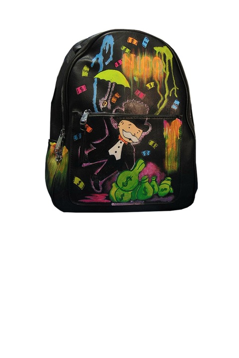 Rucsac pictat manual Monopoly , 33x27, negru