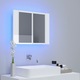 Шкаф с LED огледало за баня vidaXL, бял гланц, 60x12x45см, акрил, 6.5 Kg