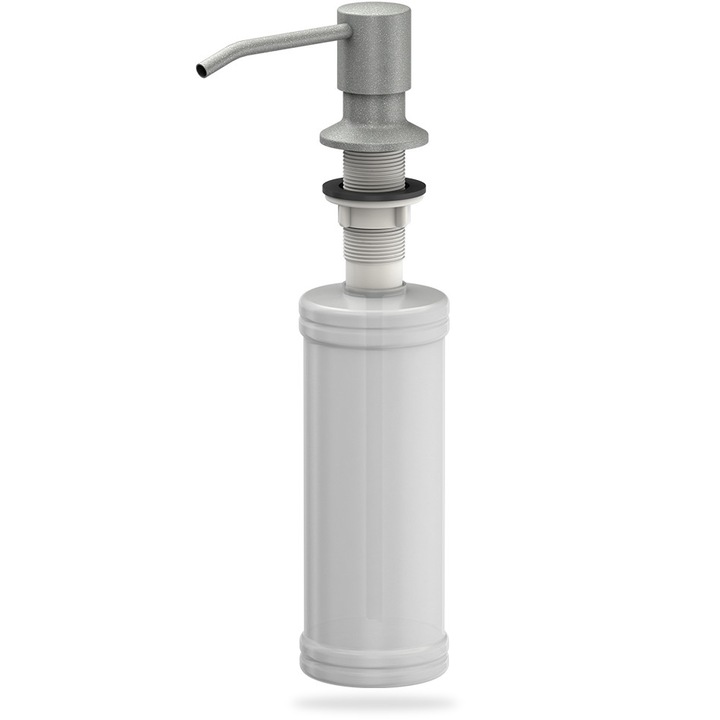 Dozator de sapun, Quadron, Keira, inaltime 25,4 cm, capacitate 350 ml, culoare gri