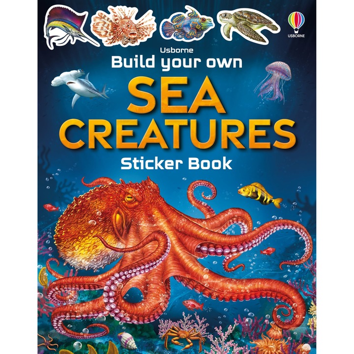 Книга със стикери Usborne, Build Your Own Sea Creatures, Simon Tudhope