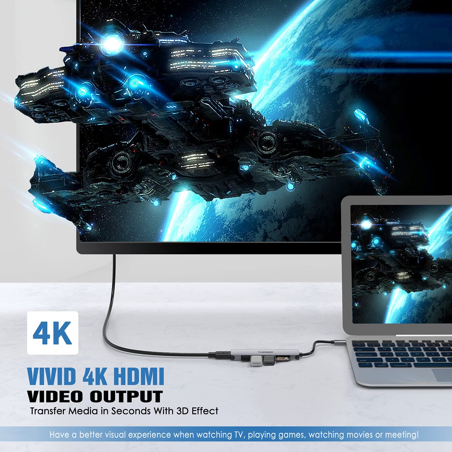 5n1 адаптер, HDMI/USB-C/USB/SD карта/MicroSD, черен - eMAG.bg