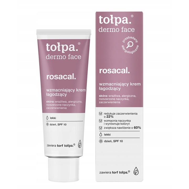Nyugtató krém, Tolpa Rosacal, SPF 10, 40 ml