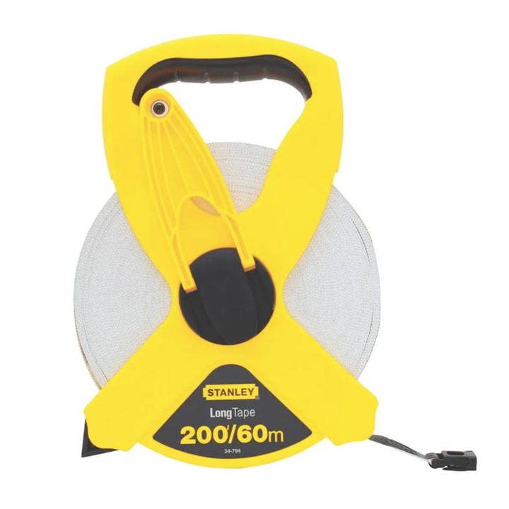 Ruleta deschisa PowerWinder, cu banda din fibra de sticla, 60 m / 13 mm, Stanley