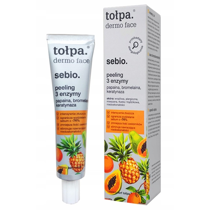 Peeling pentru exfoliere, Tolpa dermo face sebio cu 3 enzime, 40 ml