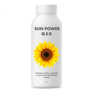 Fertilizant EC foliar cu acizi humici si acizi fulvici pentru floarea soarelui, Sun Power Q.E.D., 1 litru
