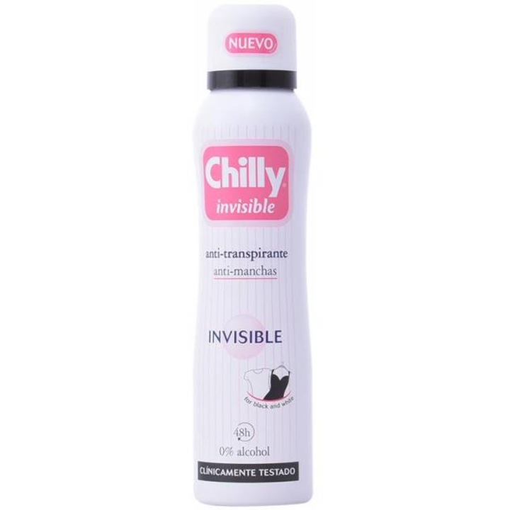 Dezodor fehér foltok elleni védelemmel, Női, Chilly Invisible, 150 ml