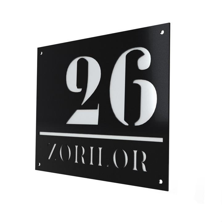 Numar de casa personalizat, dimensiune 400x500mm, vopsit in camp electrostatic negru mat