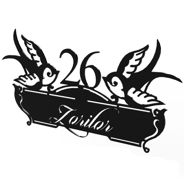 Placuta numar de casa personalizat, dimensiune 300x550mm, material otel, vopsit in camp electrostatic