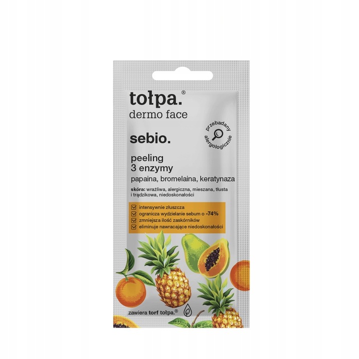 Exfoliant enzimatic pentru ten sensibil Tolpa Sebio, 8ml