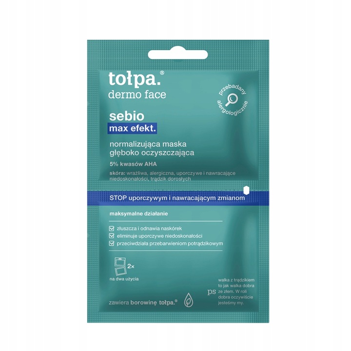 Set 2 masti curatare profunda Tolpa Sebio, Pentru piele sensibila, 2x6ml
